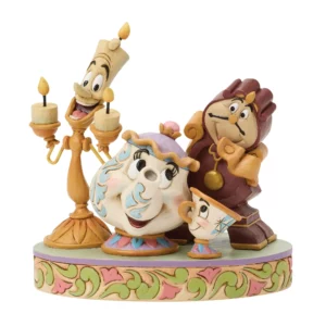 Jim Shore Disney Traditions 6018724 - Lumiere, Mrs. Potts, Chip & Cogsworth "The Heart of the Castle" Figurine 11,7 cm