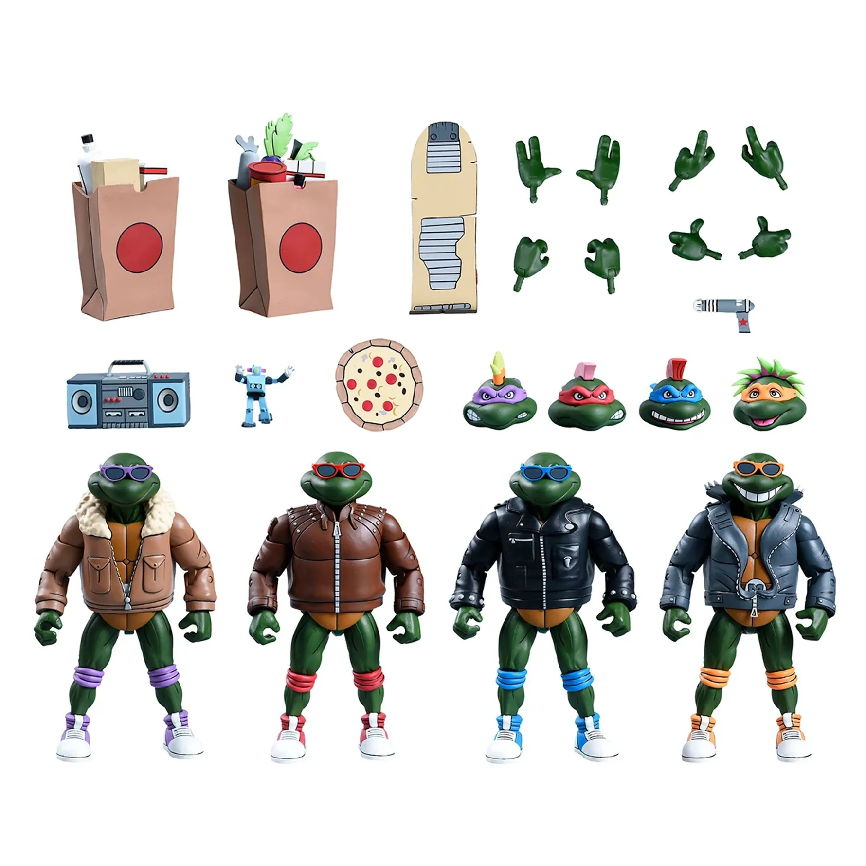 NECA Teenage Mutant Ninja Turtles (Cartoon) con Giacca di Pelle - Action Figure 18 cm 54381 - immagine 4